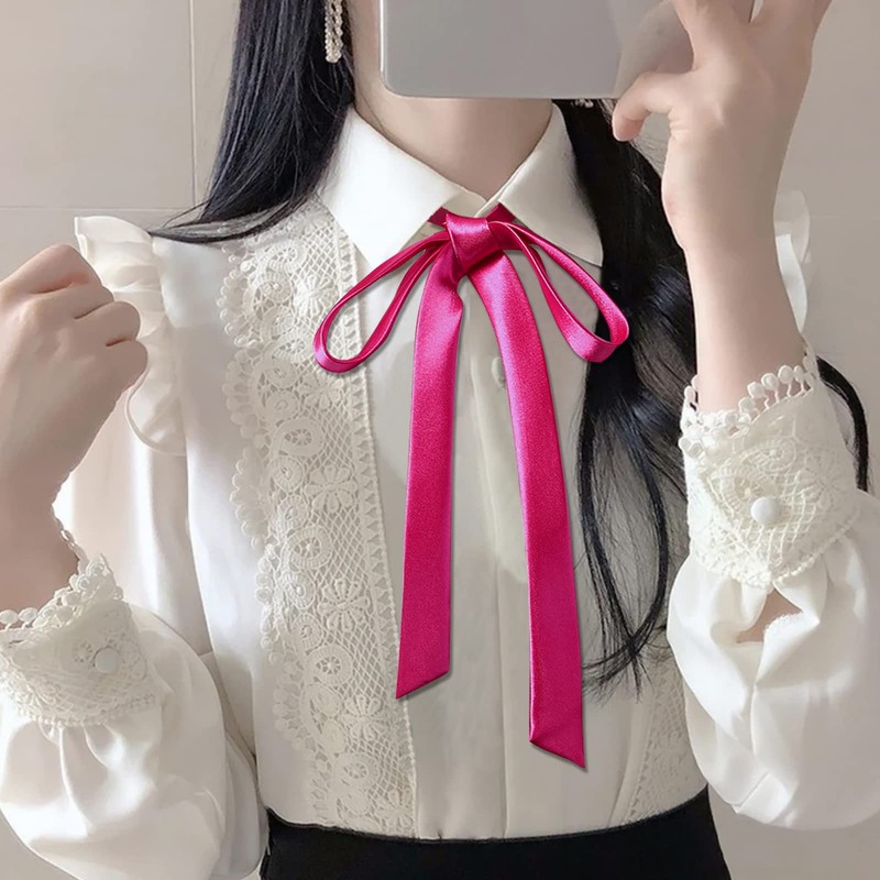 Mantieqingway Bow Tie for Women, Satin Ribbon Girls Self-tie Bowtie