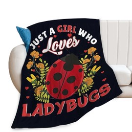 Just A Girl Who Loves Ladybugs Blanket Ladybug Decor Throw Blanket Gifts for Girls Boys Ladybug Lover Super Warm Soft Plush Lightweight Fleece Flannel Bed Blanket for Kids Adults Men Women 50"X40"