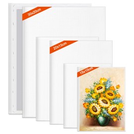 TYBYBB Canvas for Painting, 6-Piece Stretcher Frame Set, Empty Canvas Painting, 30 x 20, 20 x 15, 15 x 10 cm, 100% Cotton Canvases for Painting, Suitable for Oil, Gouache, Acrylic Paints, 3 Sizes,