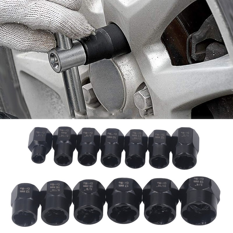 13Pcs Bolt Nut Remover Professional Bolt Nut Extractor Socket Set