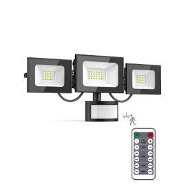 50W Security Lights Outdoor Motion Sensor,5000LM PIR Floodlight with Remote Control,6500K Daylight White Outside Lights with Sensor,IP66 Waterproof Outdoor Wall Lights for Garden Backyard Garage