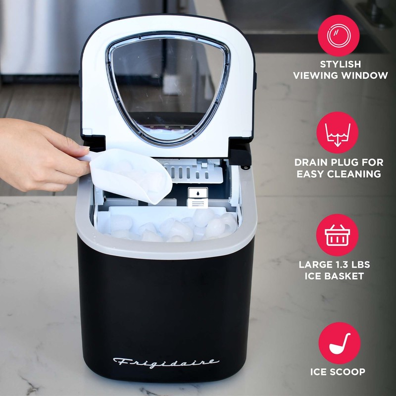 FRIGIDAIRE EFIC128AMZBLK Compact Countertop Ice Maker, 26 lb per Day,