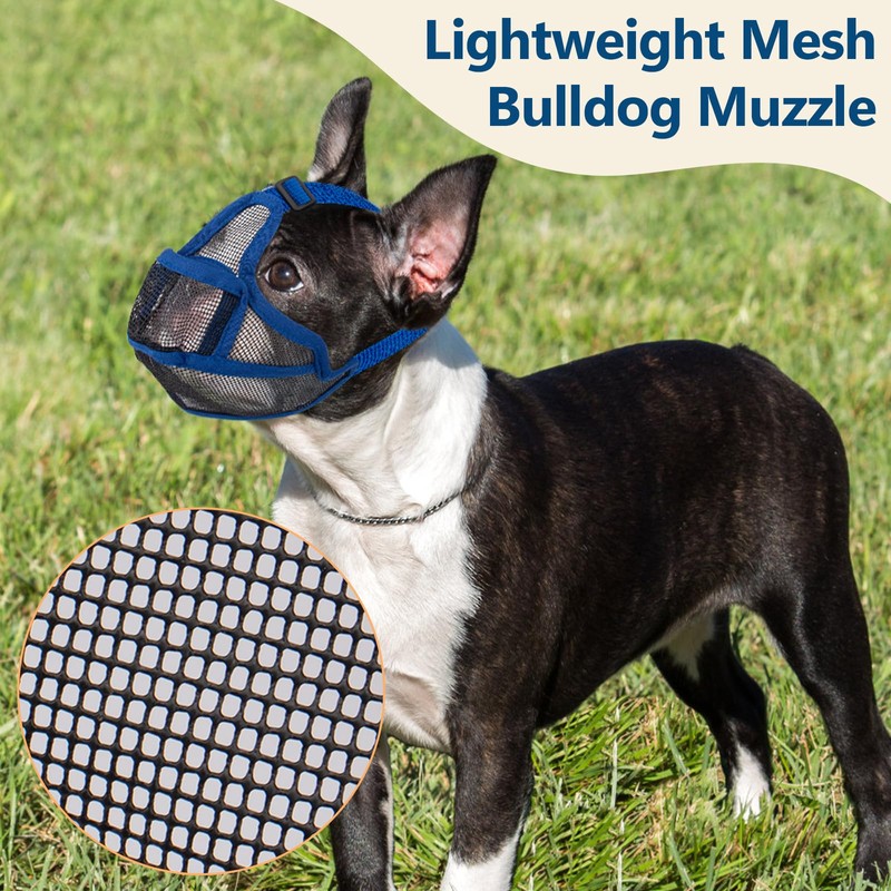 Coppthinktu Short Snout Dog Muzzle, Breathable Mesh French Bulldog Muzzle
