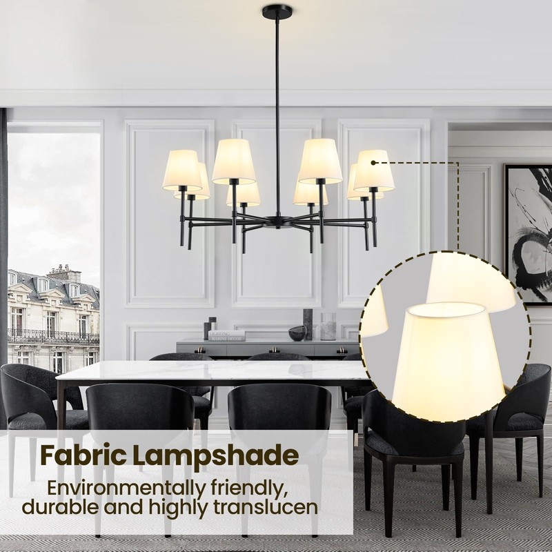 RUIYEY Dining Room Chandeliers Light - 5-Light Black Modern Chandeliers