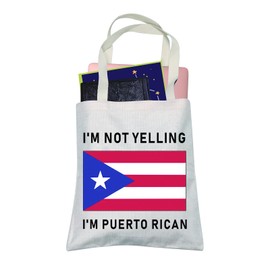 LEVLO Funny Puerto Rico Shopping Bags Souvenirs I'm Not Yelling I'm Puerto Rican Foldable Shopping Bags, I'm Puerto Rican, Large