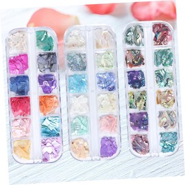 Healeved 12grid Irregular Glitter Nail Stickers Ultra-Thin Manicure Charm Shell Flakes for Nail Art Assortment for Women Girls