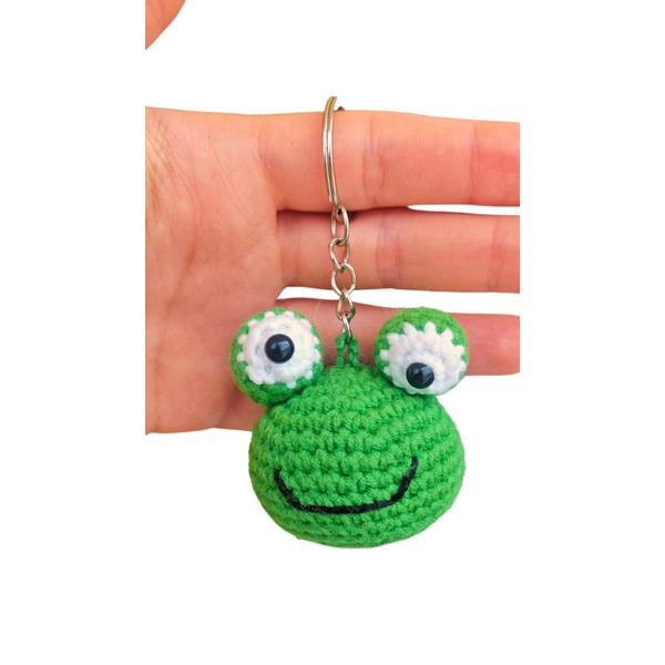 Lucky Green Frog Keychain – Handmade Crochet Stuffed Keychain, Cute