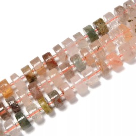 Unbranded Mixed Rutilated Quartz Rondelle Wheel Disc Beads Size 11-12mm 15.5'' Strand
