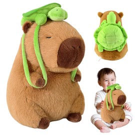Capybara Kuscheltier- 35cm Capybara Plüschtier mit Schildkrötenrucksack Niedliches Spielzeug Stofftier Plushie Plüschpuppe Cartoon Animal Kuscheltie Geschenk für Kinder Jungen Mädchen Babys Geschenke