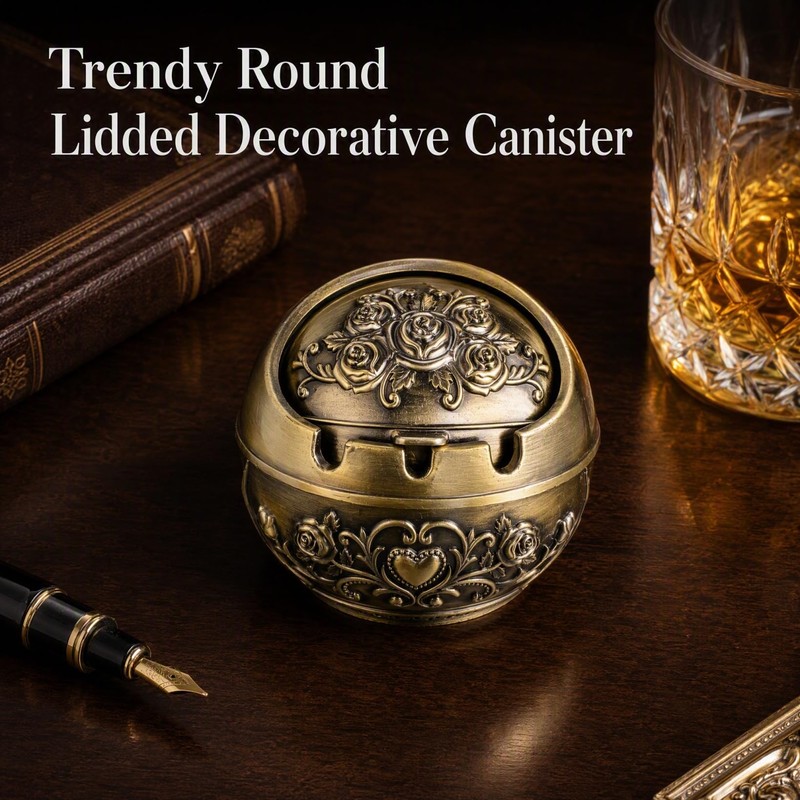 Creative Ashtray with Lid Portable Small Round Ash Tray for