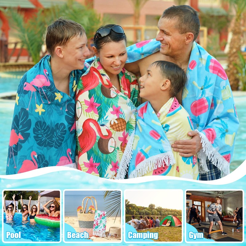 Peryiter 20 Pcs Large Flamingos Turkish Beach Towel 27.6"x55" Microfiber