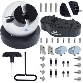 CTISMICE Ball Vise, 5 Inch Engraving Block Setting Tool with 2pcs Jaw, 32pcs Pin Plate Attachments for Jewelry Making, Small-Scale Engraving, Diamond Setting, 360° Rotation Jewelers Standard Ball Vice