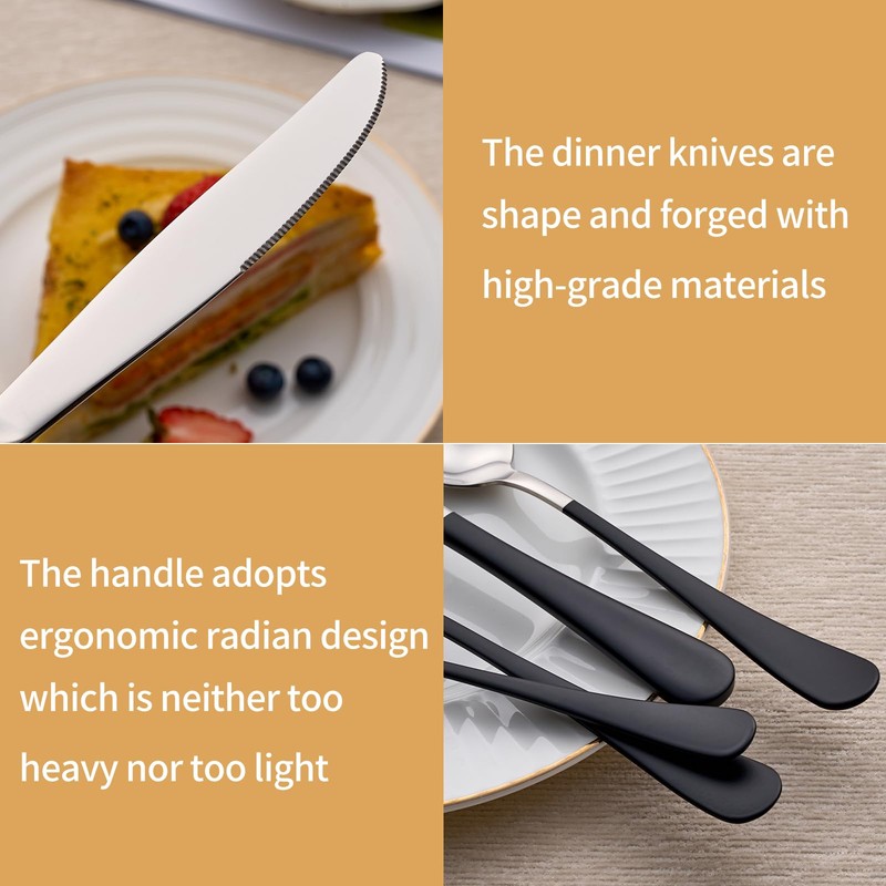 LKTDYMEG 20-Piece Black Silverware Set 18/0 Stainless Steel Silverware Set