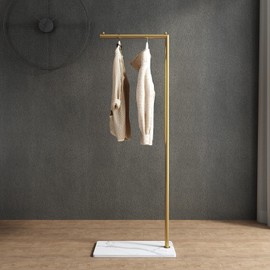 ZHBHYZ Gold clothing rack with Marble Base,Modern clothes racks for hanging clothes,7-shaped coat rack Freestanding Small garment rack Clothes Hanging Rack for Small Space,Bedroom or cloakrooms