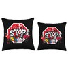 Graffiti Stop Sign Road Sign Throw Pillow