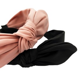 hodooly 2 Pack Knotted Bow Headbands For Women, Turban Headband Wide Headbands Bowknot Hair Band Hair Accessories for Women Girls