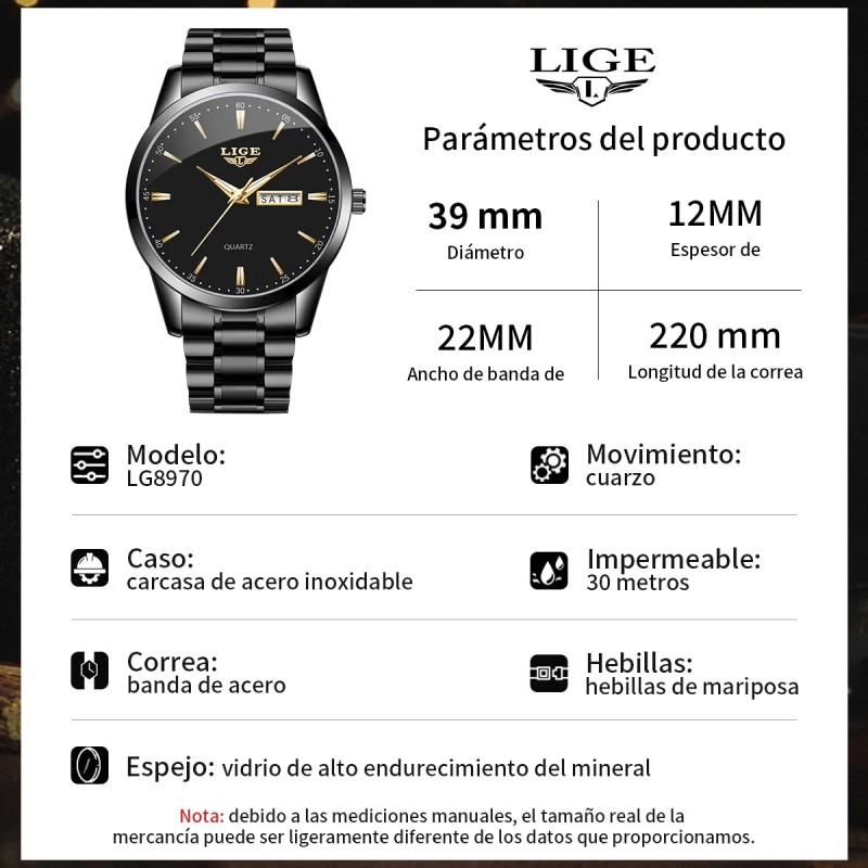 Relojes De Pulsera Hombre Relojes Cuarzo Acero Calendario