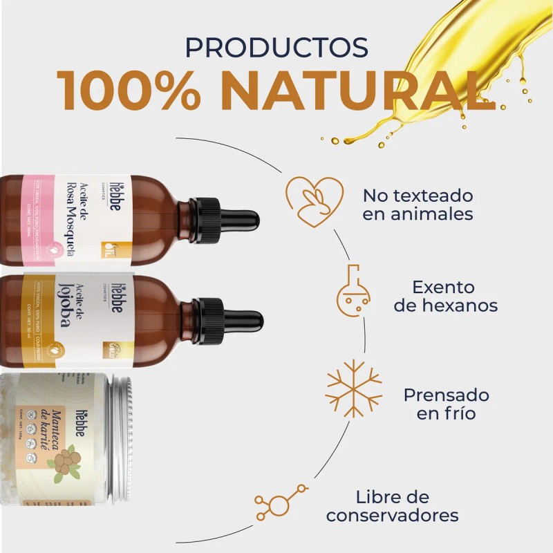 hebbe cosmetics kit hidratante aceite de rosa mosqueta jojoba y