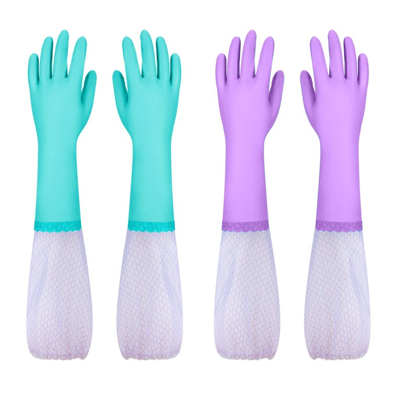 Elgood Reusable Long Sleeve Dishwashing Cleaning Gloves with Latex Free,Cotton