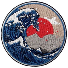 Parche bordado de Great Wave Off Kanagawa para planchar o coser
