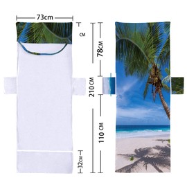 FANSU Protective Cover for Garden Lounger, Ocean Print Terry Towelling Towel for Sun Lounger, Microfibre Quick-Drying Beach Towel with 2 Pockets, Beach Towel for Swimming Pools, Beaches, Garden Hotels