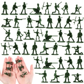 RoundFunny 100 Pcs Army Men Soldiers Set Green Army Men 1-1.5 Inches Plastic Mini People Figurines Soldiers Assorted Poses Action Figures Model Trains Miniature Scenes Gift for Christmas
