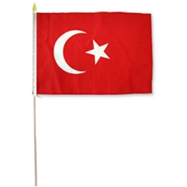 AES 12x18 12"x18" Turkey Country Stick Flag 30" Wooden Staff