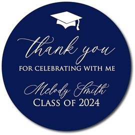 Graduation Stickers - Graduation Party Stickers Graduation Labels Graduation Party Favor Stickers Class of 2024 Graduation Party (1.5" - 30 Stickers, Blue/White)
