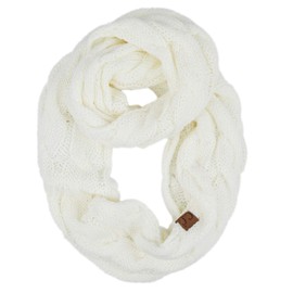 C.C Exclusives Multi Color Cable Knit Infinity Scarf (SF-800) (Ivory)