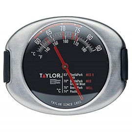 Taylor Pro Meat Thermometer That Can Be Left in Meat While Cooking, Oven Safe Temperature Gauge with Probe for Kitchen, Ideal for Meat, Fish and Grilled Dishes, Stainless Steel