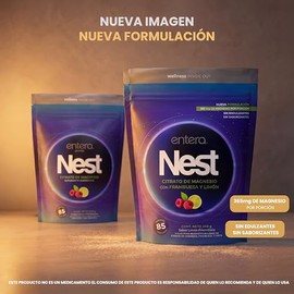 Entera | Nest Citrato de Magnesio 340 g en Polvo | Limón Frambuesa Natural | Sin Endulzantes | Efervescente | 85 Porciones