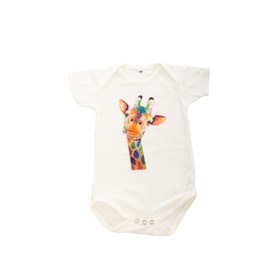 Funky Junque Unisex Baby Short Sleeve Onesies Bodysuits Cute Graphic Design Baby Essentials, Colorful Giraffe, S - 0-6 Months