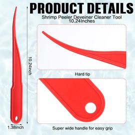 Gisafai 6 Pcs Shrimp Peeler Plastic Deveiner Cleaner Tool for Kitchen Shrimp Deveining Peel Tool, 10.2 Inch(Red)