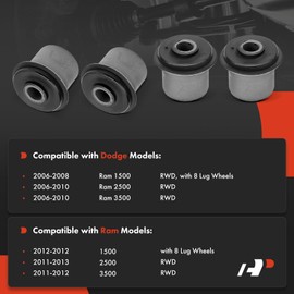 A-Premium 4 x Front Upper Control Arm Bushing Kit, Compatible with Ram 1500 2012, 2500 2011-2013, 3500 2011-2012 & Dodge Ram 1500 2006-2008, Ram 2500 2006-2010, Ram 3500 2006-2010
