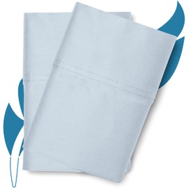 Ashton Sheets Luxury Egyptian Cotton King Pillow Cases Set of 2-800 Thread Count King Pillowcases, Soft, Sateen Weave Cooling Pillowcase, Extra Long Staple Hotel Quality Pillow Cover - Light Blue