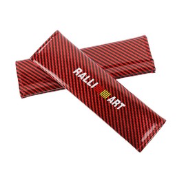 Universal Ralliart Red Carbon Fiber Look Car Seat Belt Cover Shoulder Pad Protector