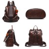 zhongningyifeng Women's Backpack, Zipper Back, Leather, Anti-theft Waterproof, Backpack, Shoulder
