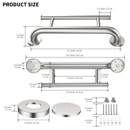Brushed Nickel Grab Bar 17 Inch w/Towel Holder, iHansee Stainless Steel Shower Towel Bar Bathroom Balanced Support Handle, Wall Mount Safety Handrail Grab Rail for Elderly Senior Handicap Disabled