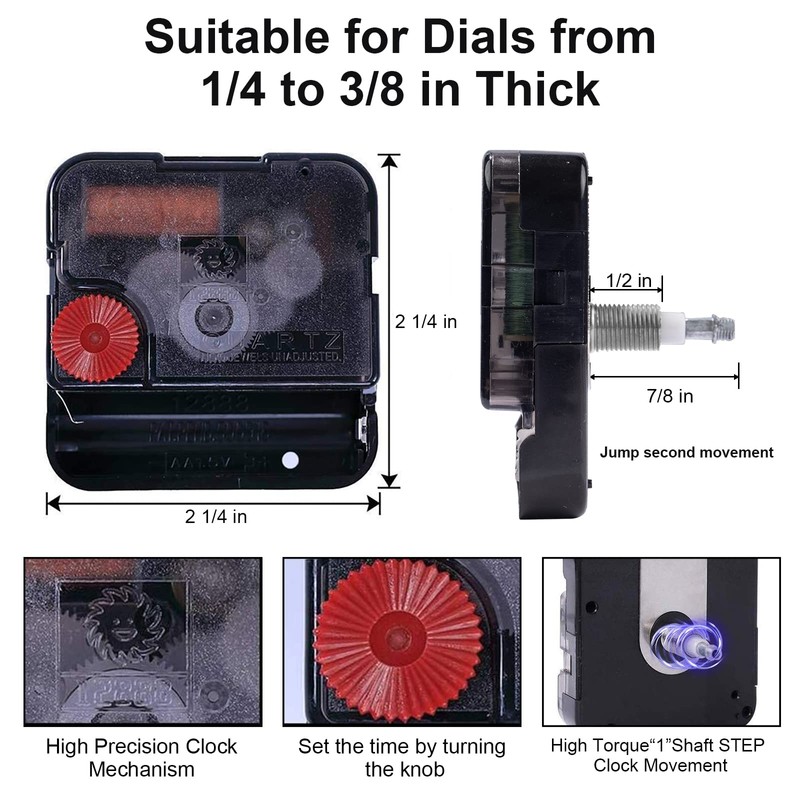 EMOON High Torque Long Shaft Clock Mechanism Kit Replacement Movement
