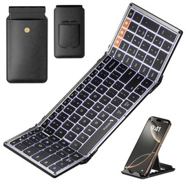 ProtoArc ProtoArc Backlit Foldable Keyboard, XK01 Plus Folding Portable Bluetooth Keyboard for Travel, True Full Size External Wireless Keyboard with Backlight for iPad Tablet Smartphone Laptop PC