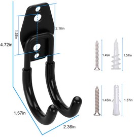 CODIRATO 4 PCS Garage Storage Hooks Heavy Duty Garage Hooks Garage Storage Double Hooks with Anti-Slip Coating Storage Utility Hooks with Screws Storage Utility Hooks for Power Tools,Ladder Hooks