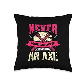 Craftsman tool set and Gardening tools lover Never Underestimate a Woman Tool Axe Throw Pillow, 16x16, Multicolor
