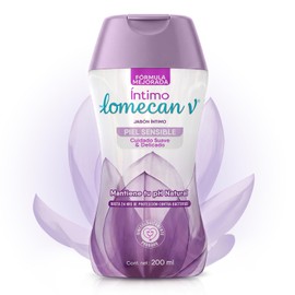 LOMECAN V Shampoo Íntimo Piel Sensible, Con Aloe Vera que protege y previene irritación y comezón, Balancea el pH con ácido láctico, Botella con 200ml