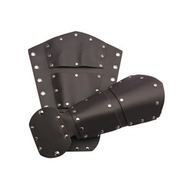 Leather Gauntlet Wristband Medieval Bracers Viking Wrist Guards Archery Guards Bracers Wide Arm Armor Cuff for Women Men 2PCS, Leather Bracers Cosplay, Large