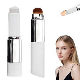 Barra de Base de Maquillaje que Cambia de Color,Corrector barra VBase maquillaje barra 2 en 1, cobertura total Base correctora que cambia color con pincel desmontable y prebase cobertura acompleta