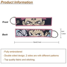 Gearcatweel 1 Pack Anime Keychain Tag Jet Tag Key Chain Embroidered with Key Ring - EDC for Motorcycles, Scooters,ATV,Car and Anime Gifts KJ-09
