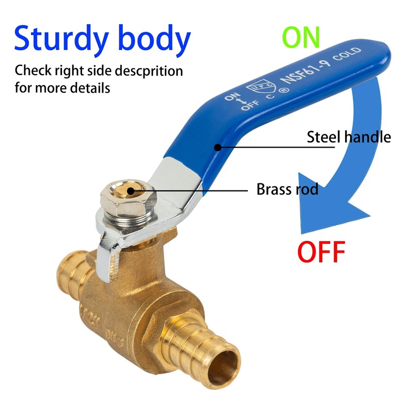 Hourleey 2 Pieces 1/2 Inch Pex Brass Full Port Shut