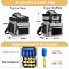 GLENKEY Double Deck Insulated Lunch Box, Expandable Large Lunch Bag
