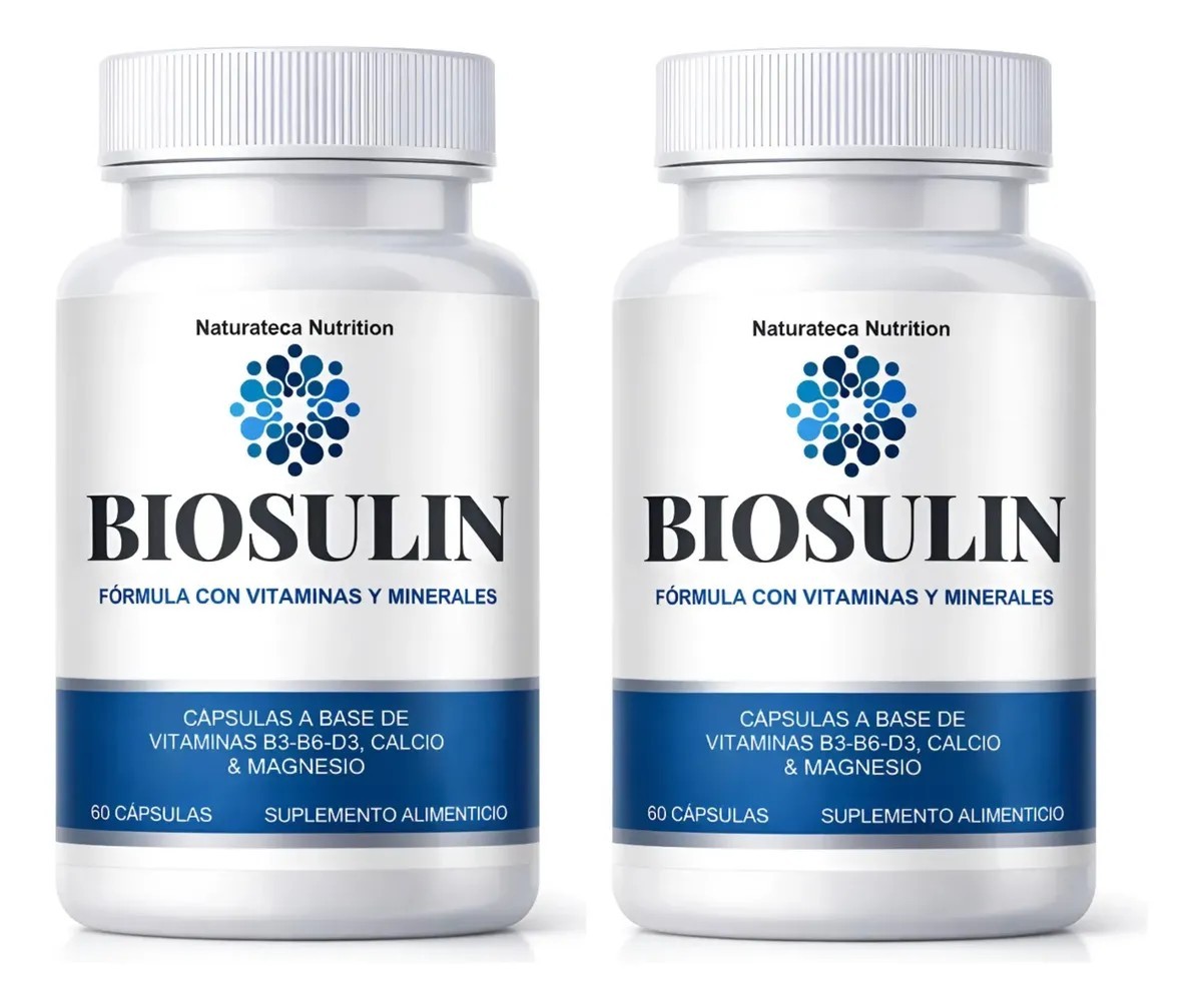 Biosulin 2 Frascos  120 Cápsulas Vitaminas Calcio Magnesio
