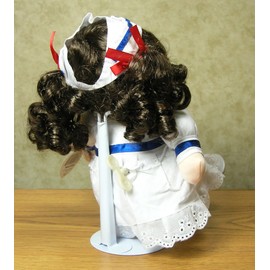 BANBERRY DESIGNS Doll Stands Set of 3 White and Vinyl 5" Adjustable Doll Holders Expands from Approximately 5 3/4" to 9 3/4"